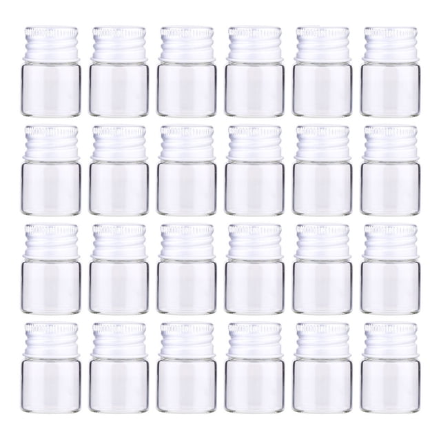25pcs 5ml Glass Storage Bottles Aluminum Wish Jars Mini Glass Bottles Transparent Bottles