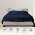thumbnail image 2 of 800-TC Level of Softness - Extra Soft Cooling Sheets for Hot Sleepers and Night Sweats [Queen Sleeper Sofa Navy Blue Solid] Fit Up To 6" inches Deep Pocket., 2 of 5