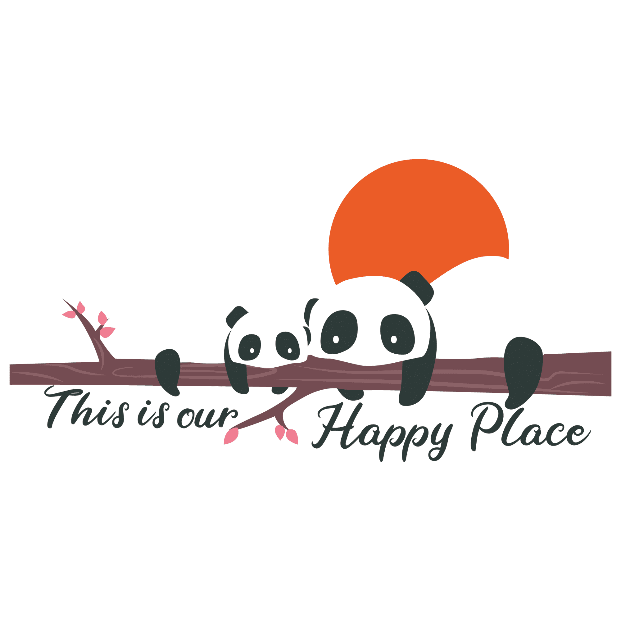 This Is Our Happy Place 20" x 38" Inspirational Quotes Home Living Room Wall Decoration Sticker Giant Panda Bear Family Tree Branch Design Easy To Apply Bedroom Wall Decal