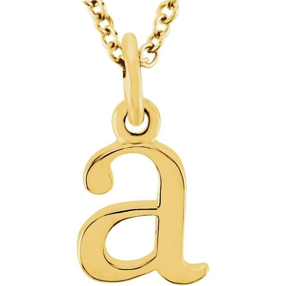 Precious Stars Unisex 14K Yellow Gold Lowercase A Initial 16 Inch Necklace