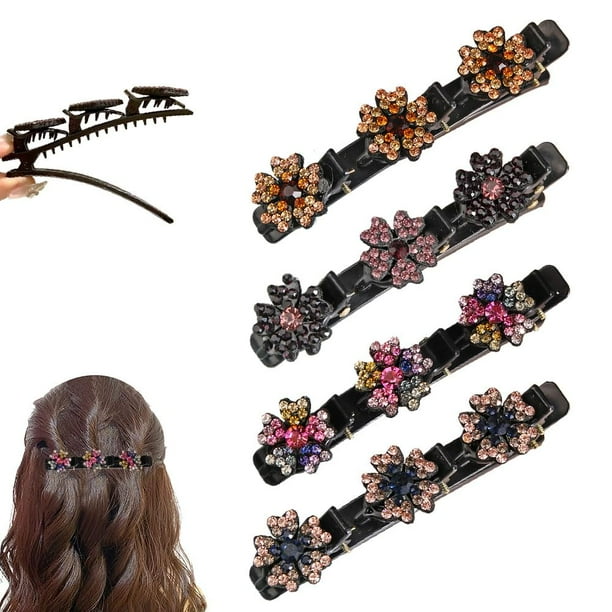 Pinzas para el cabello trenzadas con piedras de cristal brillantes, 2024 nuevas pinzas para el cabello con diamantes de imitación pequeños, pinzas para trenzar el cabello, pinzas para peinar el cabell