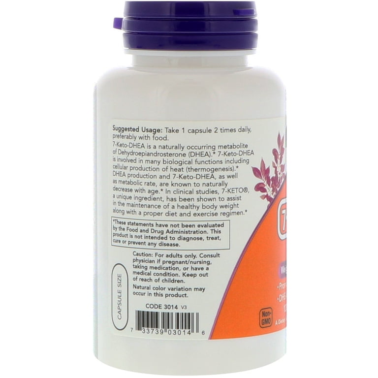 NOW Foods, 7-Keto, 100 mg, 120 Veggie Caps for Weight Management