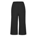 thumbnail image 5 of CFLVAEK Cotton Linen Capri Pants for Women Plus Size High Waisted Lounge Capris Loose Fit Casual Wide Leg Cropped Pants Plain Color Capris Black XXL, 5 of 9