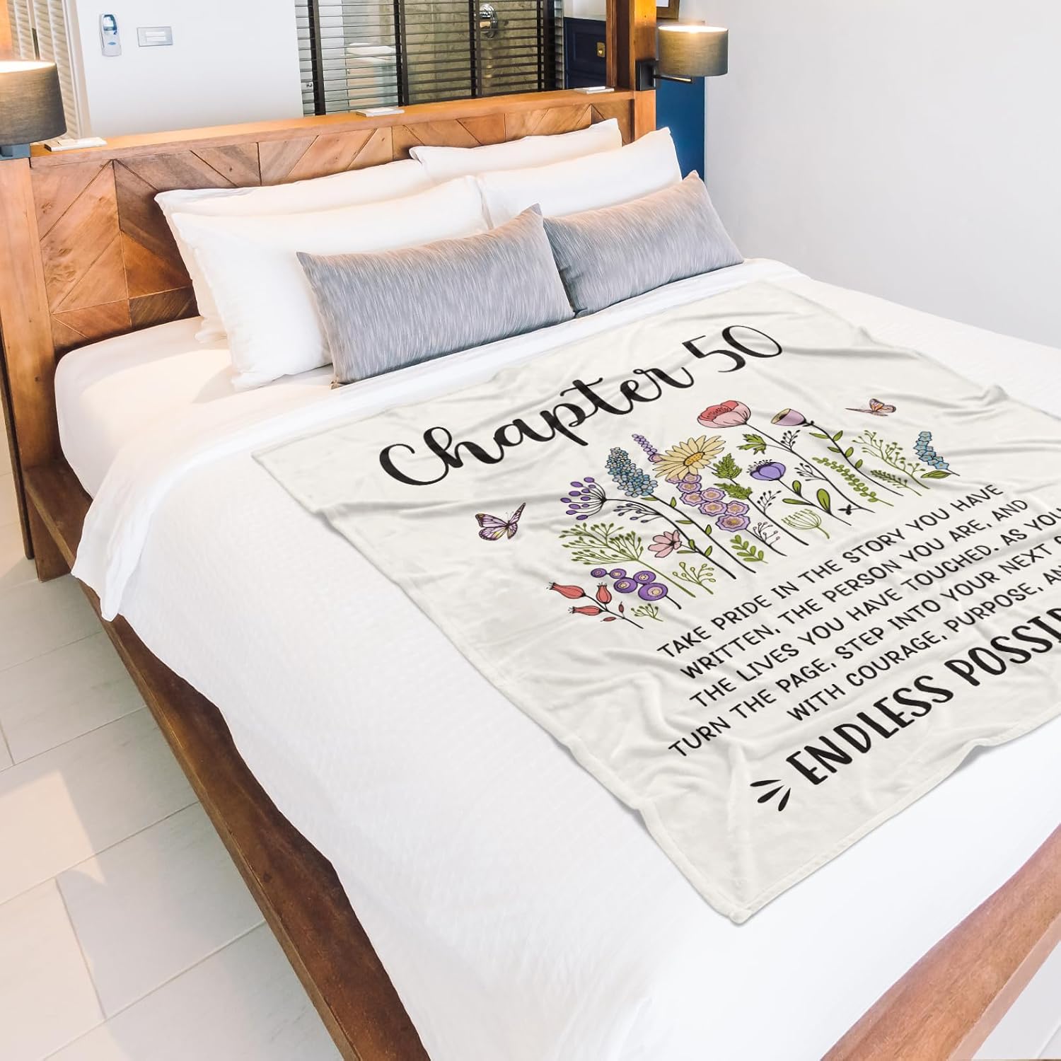 50th Birthday Gifts for Her, Him, Chapter 50 Birthday Blanket, 50 Year Old Bday Gifts for Women Friend, Sister, Mom, 1975, 50th Birthday Decorations, Turning 50 Throw Blankets