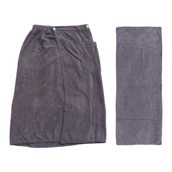 FENGGUIQU Grey Microfiber Bath Skirt for Men, Comfortable and Absorbent, Quick Dry, 1 Pc