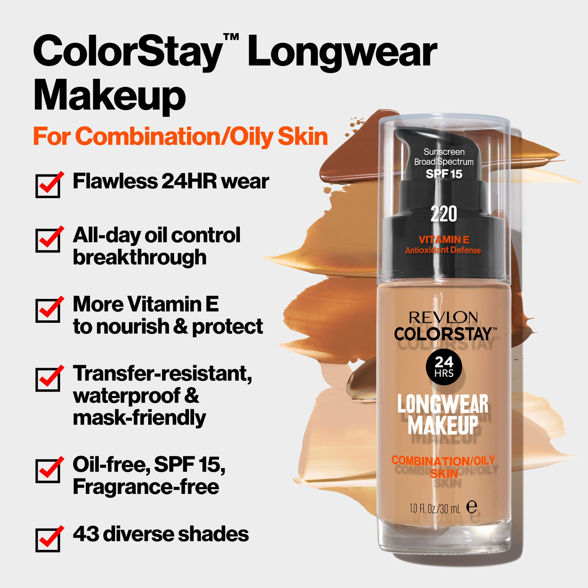 Revlon ColorStay Liquid Foundation Makeup, Matte Finish, Combination/Oily Skin, SPF 15, 150 Buff, 1 fl oz. - image 5 of 11