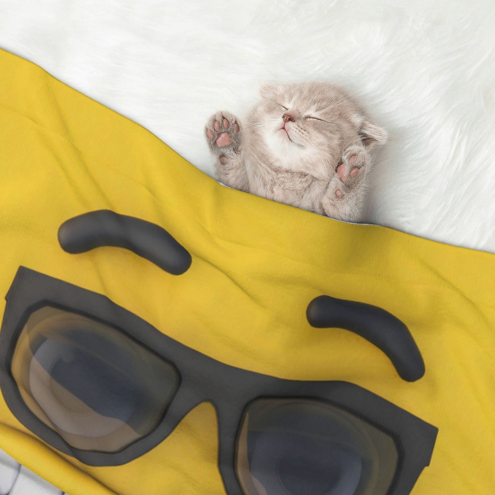 Naloa Smiling With Sunglasses Dog Blanket, 3 Sizes Cat Blanket for Indoor Cats Large Medium Small Dog Gifts-Large