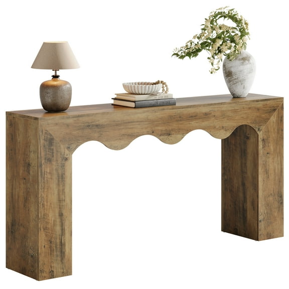 Tribesigns 63" Farmhouse Console Table, Wooden Couch Table Behind Sofa with Storage, Long Entryway Sofa Station, Narrow Console Stand with Base, Hallway Stand for Entryway, Living Room, Rustic Brown