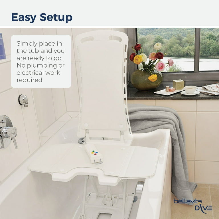 Drive Medical Bellavita Tub Chair Seat Auto Bath Lift White