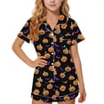thumbnail image 2 of Mifsaly Big Girls 2 Piece Pajama Sets Halloween Pumpkin Graphic Short Sleeve Button Down Shirts and Shorts Kids Soft Comfortable Sleepwear Holiday Outfits, 2 of 7