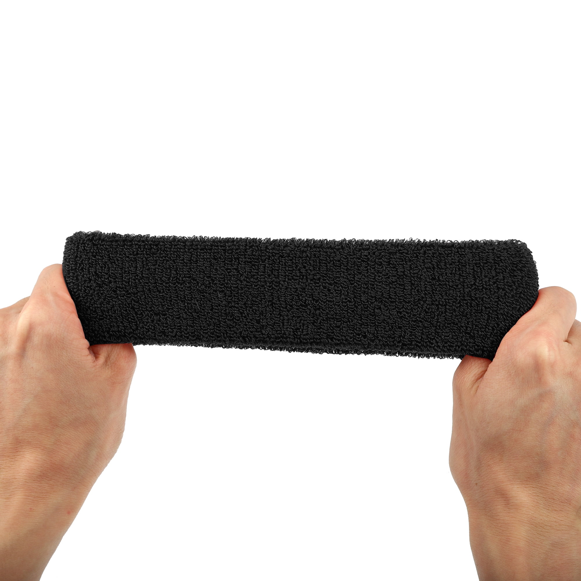 Unique Bargains 3 pcs Sport Headband Wristband Stretchy Cotton Blend Sweat Absorbing Black