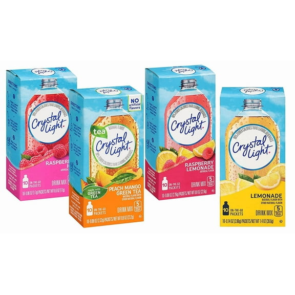 Crystal Light 4 Favorite Flavors Sugar-Free On-The-Go Drink Mix Variety Pack, 10 Count Each (Pack of 4)