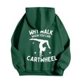thumbnail image 4 of Why Walk Women's Printed Round Neck Pullover Sweatshirt Hooded Drawstring Sweatshirt Top, Casual Fall Winter Fashion with Soft Fabric for Comfortable Wear,Green,L, 4 of 4