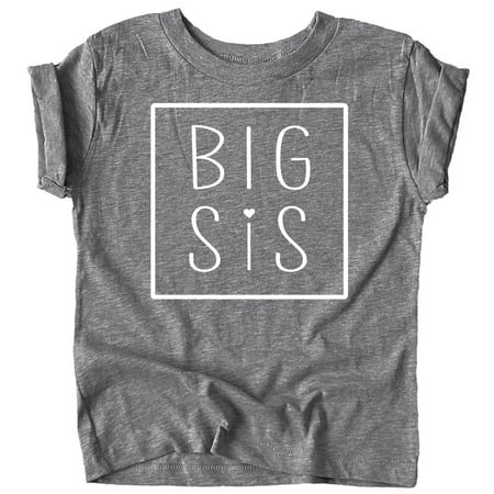 

Olive Loves Apple Big Sis Square Sibling Reveal Announcement Shirt for Baby and Toddler Girls Sibling Outfits Granite Heather Shirt 12 Months