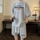 thumbnail image 3 of Traje de moda coreana para hombre, con estampado de gofres, camiseta de manga corta y pantalones cortos, conjuntos de ropa deportiva para hombre, chándal para correr, conjunto de 2 piezas, trajes esta, 3 of 5