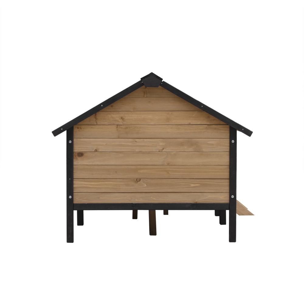 Outdoor Large Wooden Dog Kennel with Porch - Unique All-Around Iron Frame Cabin Style for Dogs