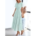 thumbnail image 4 of PRETTYGARDEN Womens Summer Maxi Dress Short Sleeve V Neck Hollow Out Eyelet A Line Long Flowy Beach Vacation Dresses, 4 of 9