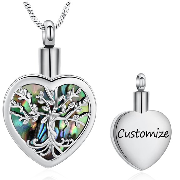 Tree of Life Necklace for Women Men Family Tree Necklace Dainty Pendant Abalone shell Cremation Jewelry for Human / Pet Memorial Ashes Pendant
