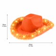 thumbnail image 3 of LED Light Up Cowboy Hat for Adults, Orange Western Cowboy Hat With Feather Trim, Lighted Party Cowgirl Hat for Holiday Night Event, 3 of 6