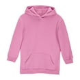 thumbnail image 5 of ZQUUVOU Children's Girls Long Pullover Sweatshirt Solid Color Hoodie Dress with Pockets for Fall Winter Casual Cozy Outfits Pink, 5 of 9