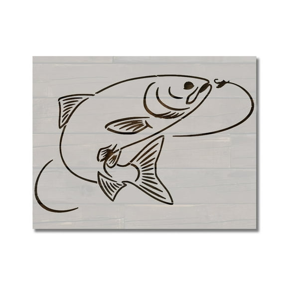 Trout / Steelhead Fish Fishing Stencil Template Reusable 8.5 x 11 for Painting on Walls, Wood, Etc. By Stencilville