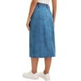 thumbnail image 3 of INSPIRE CHIC Women's Denim Skirt Button Down Front Slit with Pockets High Waist Pencil Skirt Midi Jean Skirts M Blue, 3 of 6