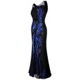 thumbnail image 3 of Angel-fashions Women's Vintage Black Splicing Blue Sequin Dress Long Wedding Party Bride of Mother Gown X-Large, 3 of 6