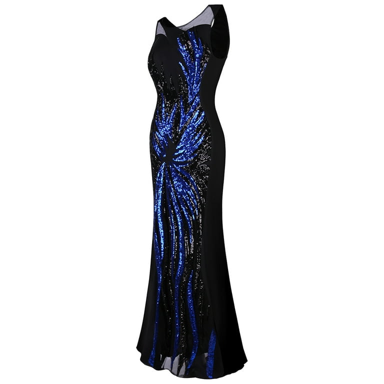 women's dark blue and black angel vintage dress Angel Sleeve Maxi Satin Dress / Navy – Style Cheat main image 1