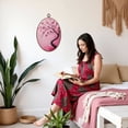 thumbnail image 2 of Canvas Wall Art Pink Floral Tree Life Flower Abstract Cherry Blossom Tree Twisting Oval Framed Canvas Prints Cottagecore Wall Hanging Decor for Home Office Gift 8.6"x11.4", 2 of 7