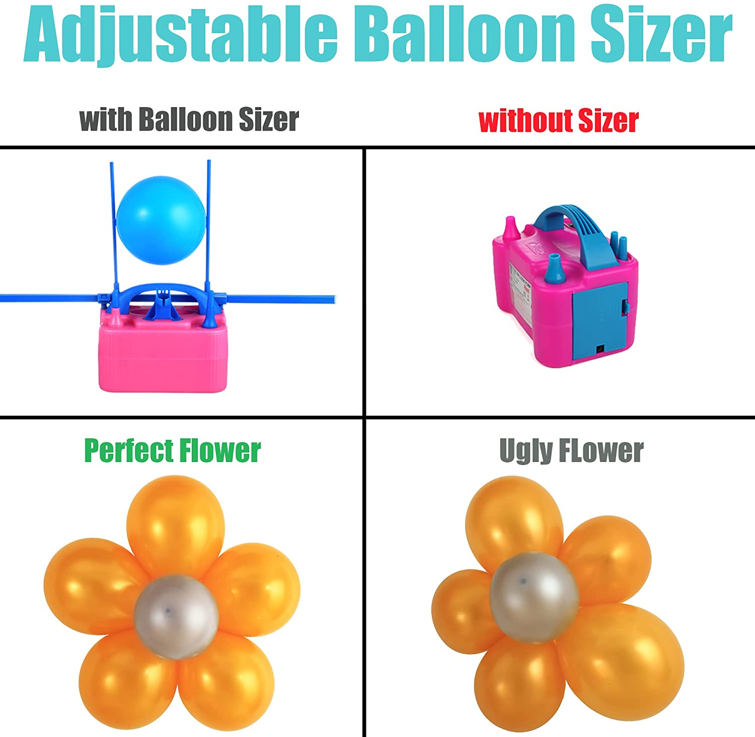 Electric Balloon Inflator Air Pump Massive Balloons Blower US Standard Plug for Balloon Arch, Balloon Column Stand, and Balloon Decoration, Pink