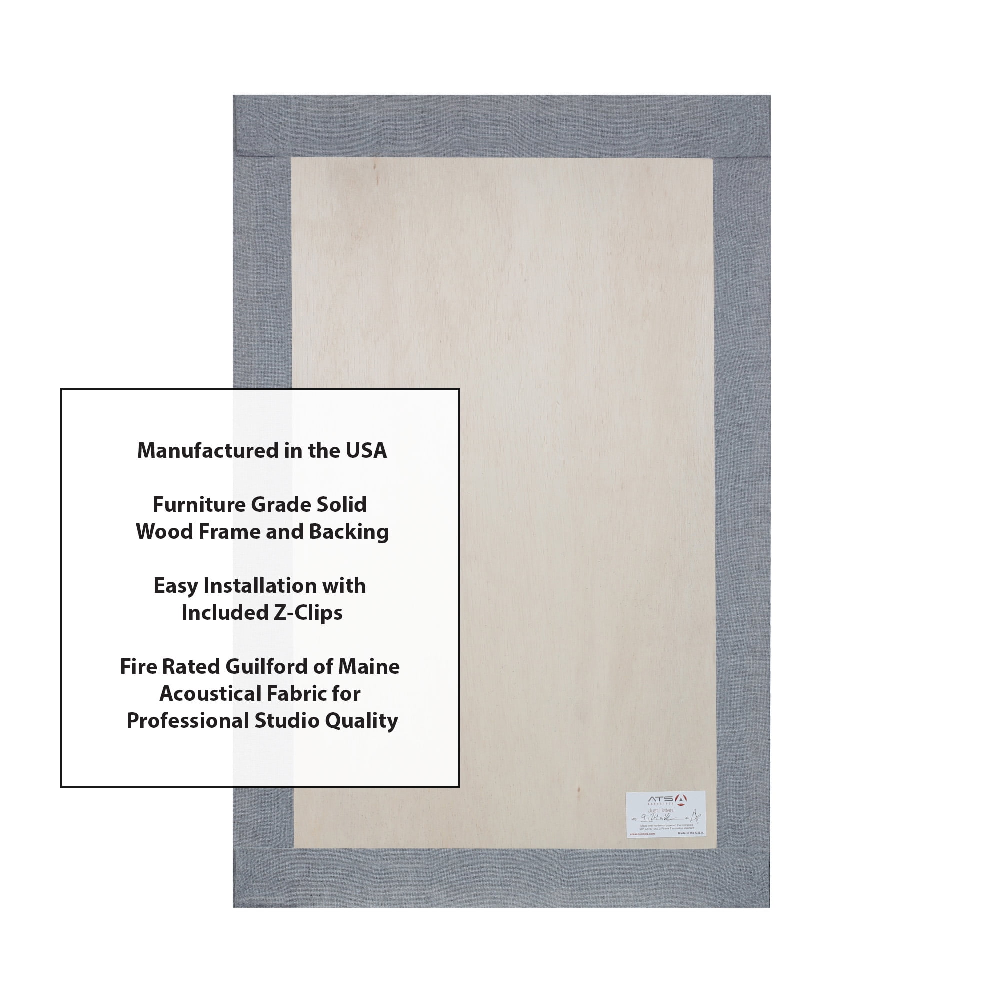 ATS Acoustics Soundproofing Studio Quality Acoustic Panel Fire Rated Square Edge 24x36x2