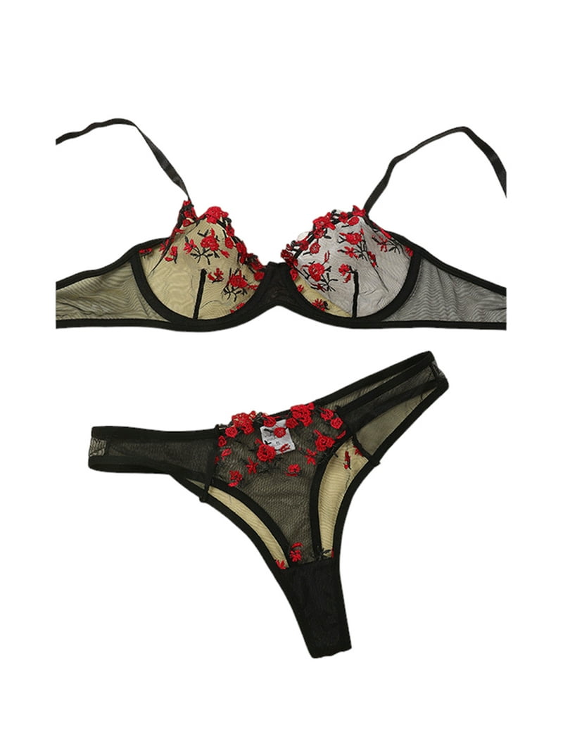 Keeccty Women Sexy Mesh See-Through Underwear Bra Set - Walmart.com