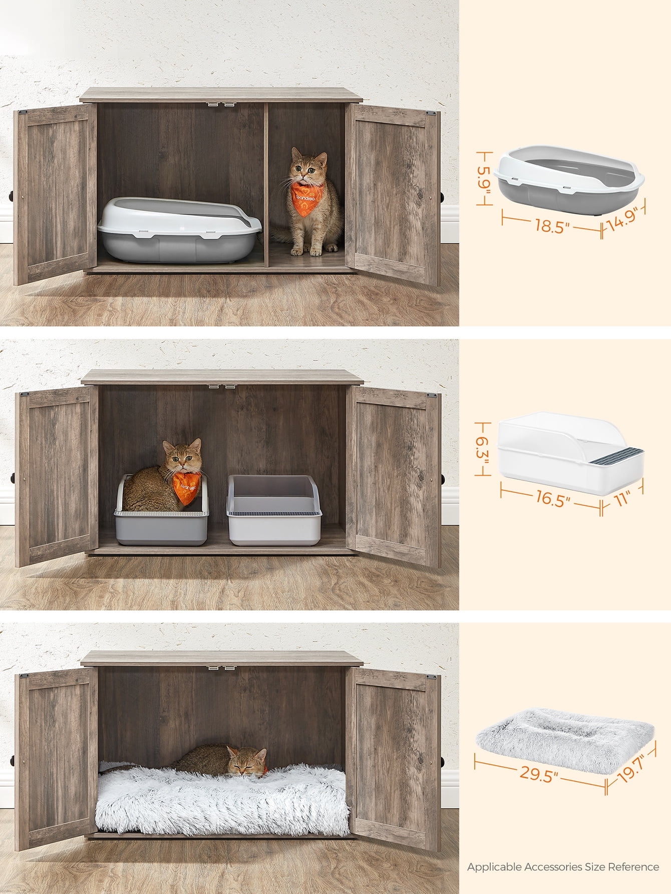 Hidden Cat Litter Box Enclosure Furniture Large Multi-Functional Cat Litter Box Washroom with Removable Divider Greige