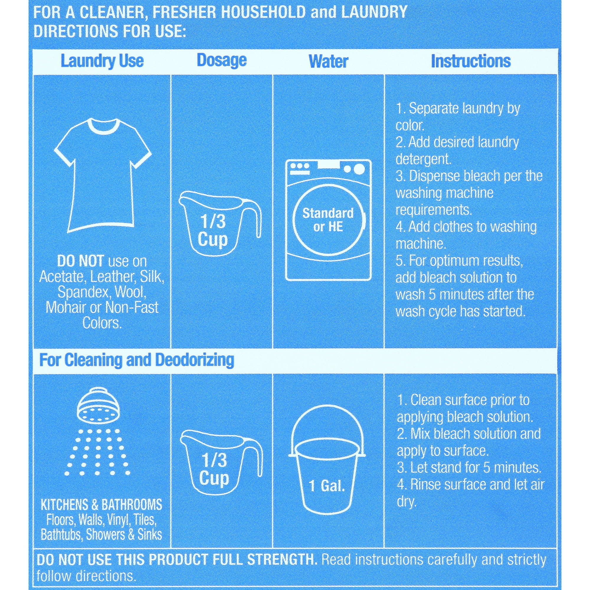 Great Value Low Splash Bleach Regular, 121 oz