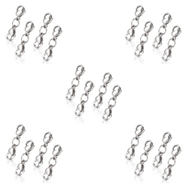 fashionhome 4pcs/set Double Lobster Clasp Extender For Easy To Jewelry Accessories Made With Stainless Steel 5Set