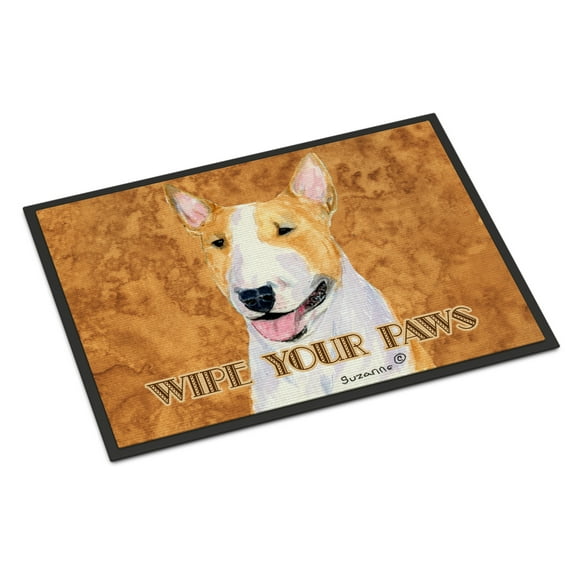 Carolines Treasures SS4890JMAT Bull Terrier Wipe your Paws Doormat 24x36 36"L x 24"W multicolor