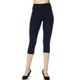 thumbnail image 4 of 5 Pack Capri Leggings For Women 3 inch Wide Waistband Yoga Sports and Casual Ultra Soft Capri Legging Pants (XL/2XL), 4 of 7