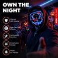 thumbnail image 3 of 2 PACK! Halloween LED Mask, Scary Glow LED Face Light Up Masks with 3 lighting Modes & El Wire for Costume & Cosplay Masquerade Party Adjustable & Eco-Friendly Material for Men Women Kids, 3 of 13