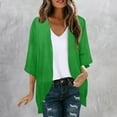 thumbnail image 3 of Ohufall Womens 3/4 Sleeve Chiffon Cardigan Tops Summer Light Breathable Open Front Cover Up Fashion Solid Casual Bolero Sheer Shrugs for Women, 3 of 6