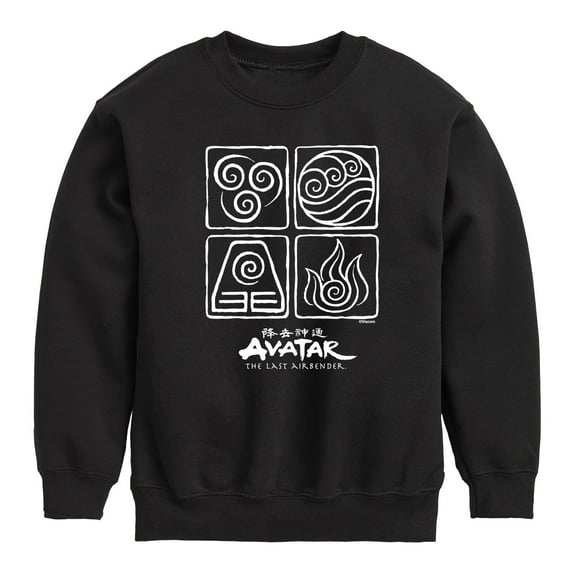 Avatar - The Last Airbender - Four Elements Inverse - Youth Crewneck Fleece Sweatshirt