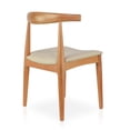thumbnail image 6 of 2xhome Contemporary Farmhouse Real Solid Wood Cloth Cushion Seat Dining Chair, Elbow Side Chair (Natural-Beige Seat), Set of 1, 1 piece, 6 of 12