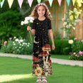 thumbnail image 4 of Uourmeti Mushroom Frog Moon Night Print Dress for Girls Short Sleeve Loose Casual Holiday Dresses Elegant Maxi Floor Length A-Line Dress, Size 11-12 Years, 4 of 7