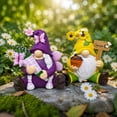 thumbnail image 4 of Kmonabie Resin Garden Gnome Ornament Set, 3 Miniature Fairy Gnome Statues with Insect Floral Details, Small Tabletop Planter Decor for Indoor Outdoor Fairy Garden Scene, Yellow, 4 of 7