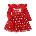 thumbnail image 5 of KaLI_Store Toddler Princess Dress Long Sleeve Fall Christmas Party Dress Red,Size 4-5 T, 5 of 7