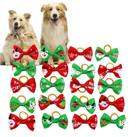 ULTNICE 40pcs Dog Party Bow Pet Hair Tie Assorted Color Cloth Hair Bows for Pet Any Occasions