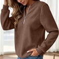 thumbnail image 6 of Nowekniz Womens Half Zip Up Quilted Sweatshirt Lightweight Stand Collar Long Sleeve Shirt Top Loose Trendy Textured Pullover Tops, 6 of 8