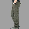 thumbnail image 3 of Mens Solid Color Casual Outdoor Cargo Trousers Straight Baggy Buttondown Buckle Ankle Pants Utility Zipper Multi-Pocket Pants, 3 of 3