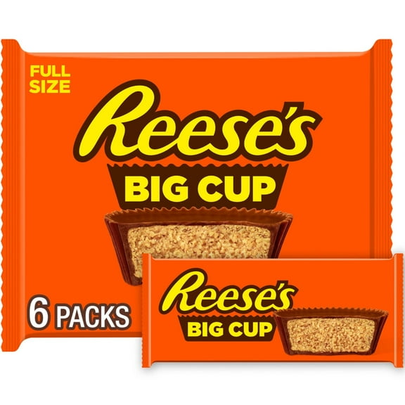 REESE'S Big Cup Milk Chocolate Peanut Butter Cups Candy Packs, 1.4 oz