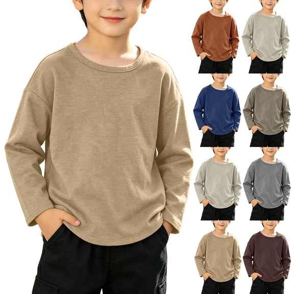 HAOTAGS Boys Soft Cotton Long-Sleeve Base Layer Top (9M–11Y) Comfortable, Breathable Everyday Tee for Toddlers & Kids Yellow Size 2T
