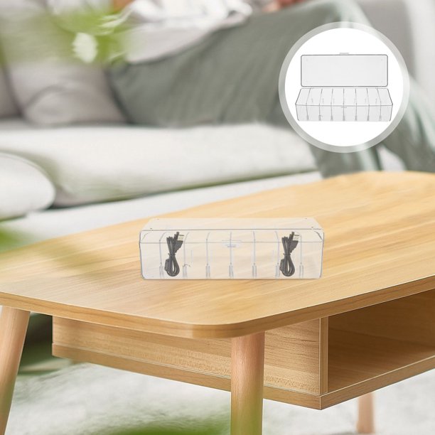 SHOWERORO Caja Transparente De Almacenamiento Con Divisiones Ajustables Para Tarjetas Cables Y Oficina